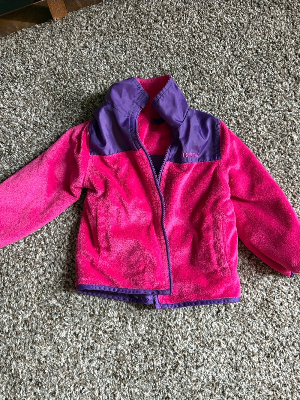 OshKosh B'gosh Bright Pink and Purple Puffer Fleece Jacket